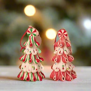 5" Peppermint Candy Christmas Tree Ornaments - Handcrafted