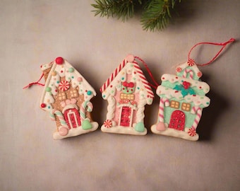 5" Pastel Gingerbread House Ornaments