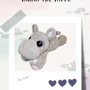Hanni the Hippo English and German version, Crochet pattern, pdf.