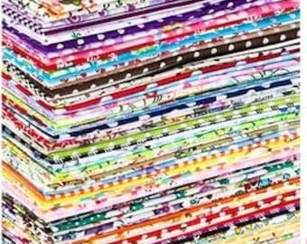 100 Precut Cotton Fabric Squares, 4-Inch Assorted Colors and Prints for Quilting