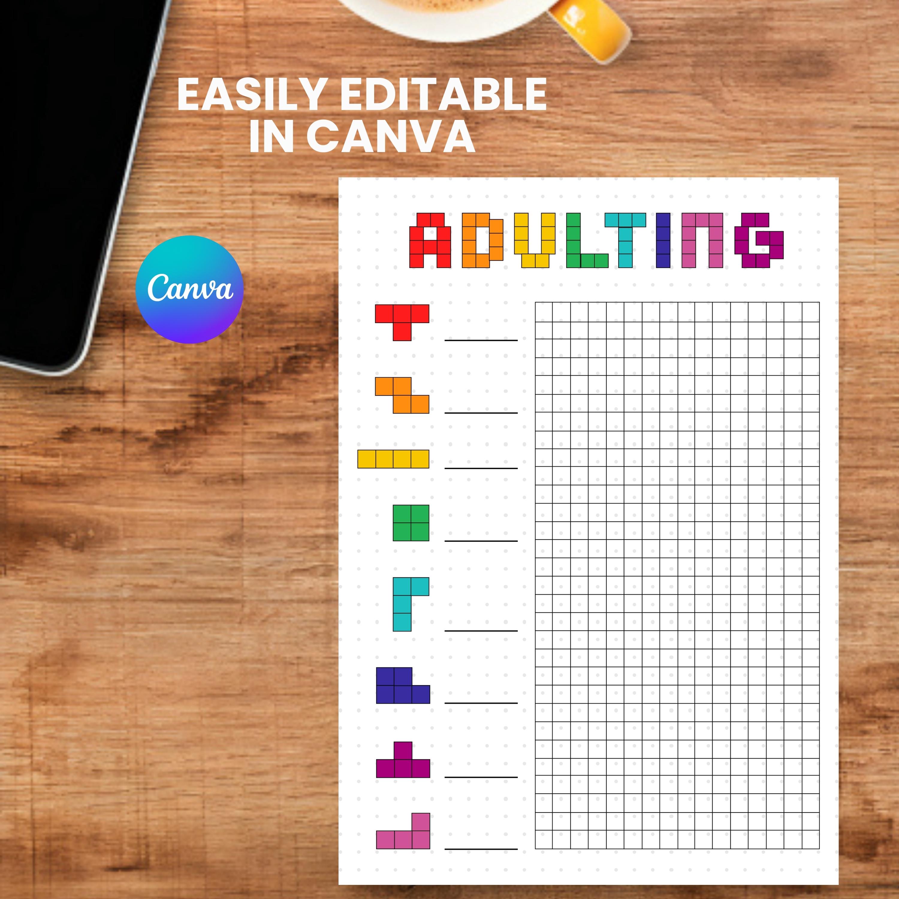 Adulting Tracker Printable | Fun Habit Tracker | Tetris Task Tracker ...