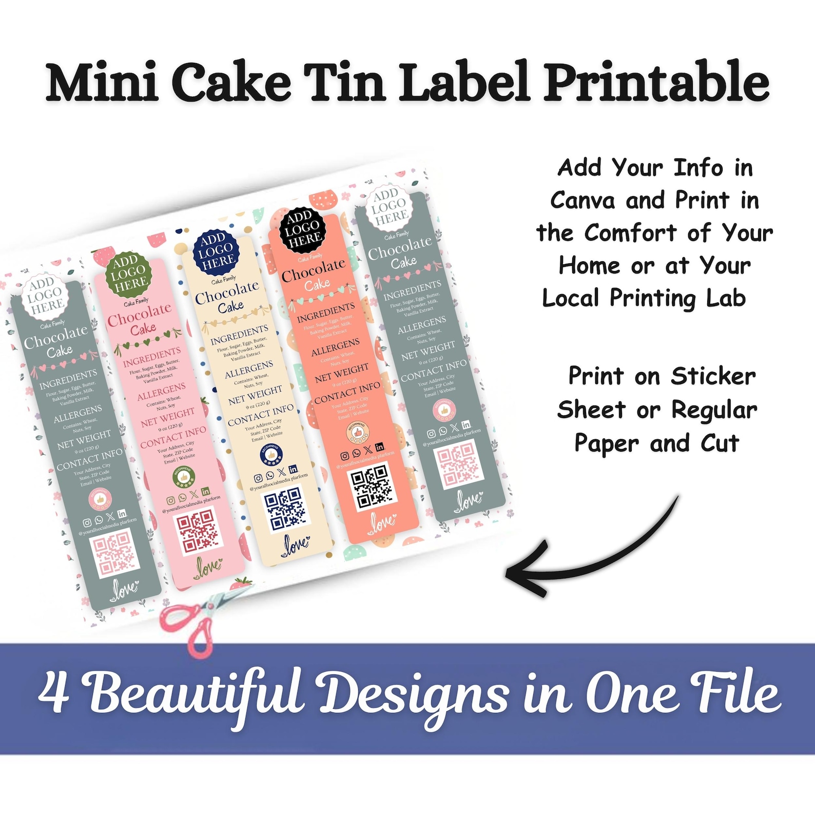 Editable Mini Cake Label Canva Template, Cottage Law Bakery Packaging ...
