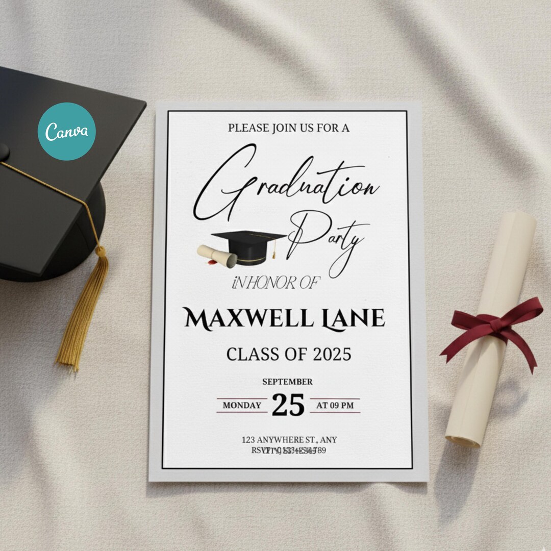 Editable Graduation Party Invitation Canva Template, Class of 2026 ...