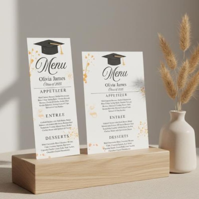 Editable Graduation Menu Template Canva, Class of 2025 Menu Card ...
