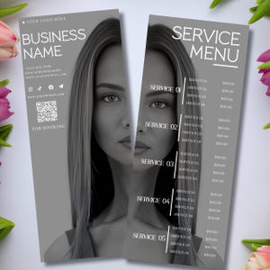 Editable Beauty Price List Canva Template, Printable Salon Service Menu for Lash Nail Hair Stylist, Minimal Pricing Guide Digital Download