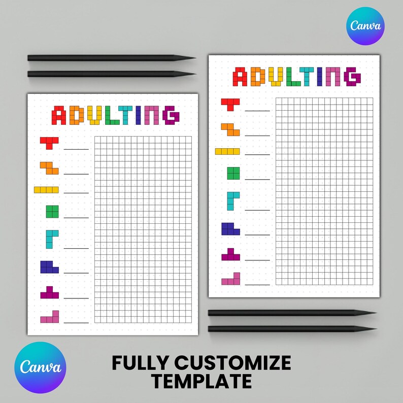 Adulting Tracker Printable | Fun Habit Tracker | Tetris Task Tracker ...