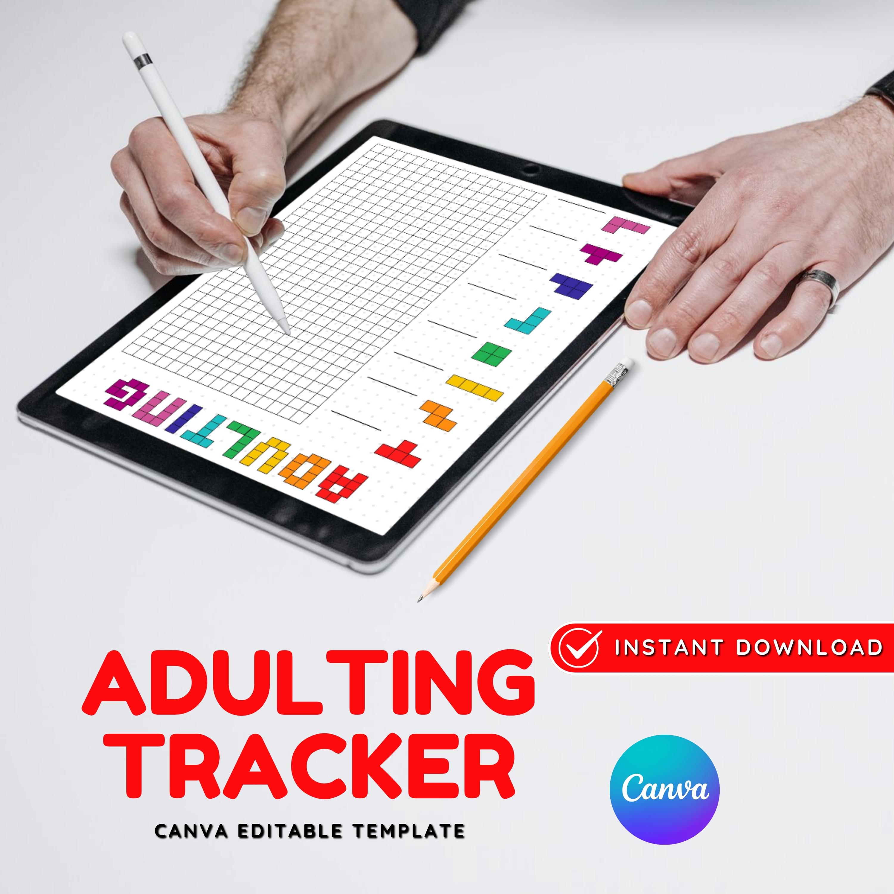 Adulting Tracker Printable | Fun Habit Tracker | Tetris Task Tracker ...