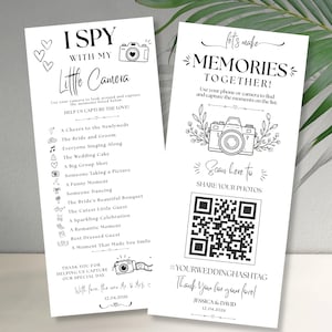 Editable Wedding I Spy Game Template, QR Code Photo Share Sign, Capture The Love Wedding Photo Hunt, Canva Printable, Digital Download