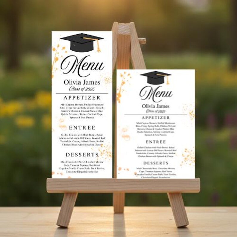 Editable Graduation Menu Template Canva, Class of 2025 Menu Card ...