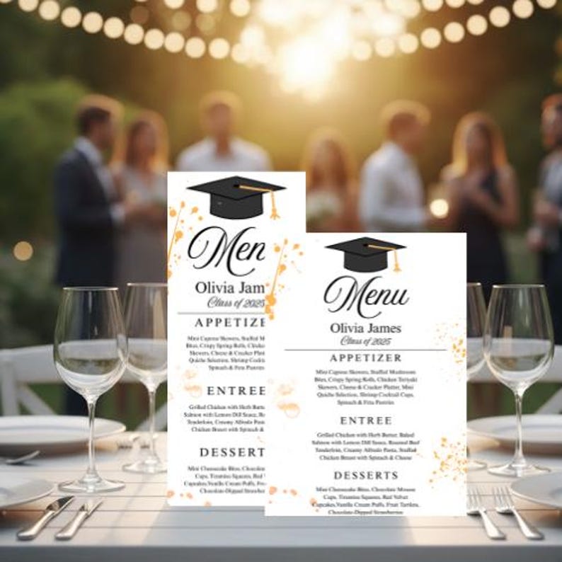 Editable Graduation Menu Template Canva, Class of 2025 Menu Card ...