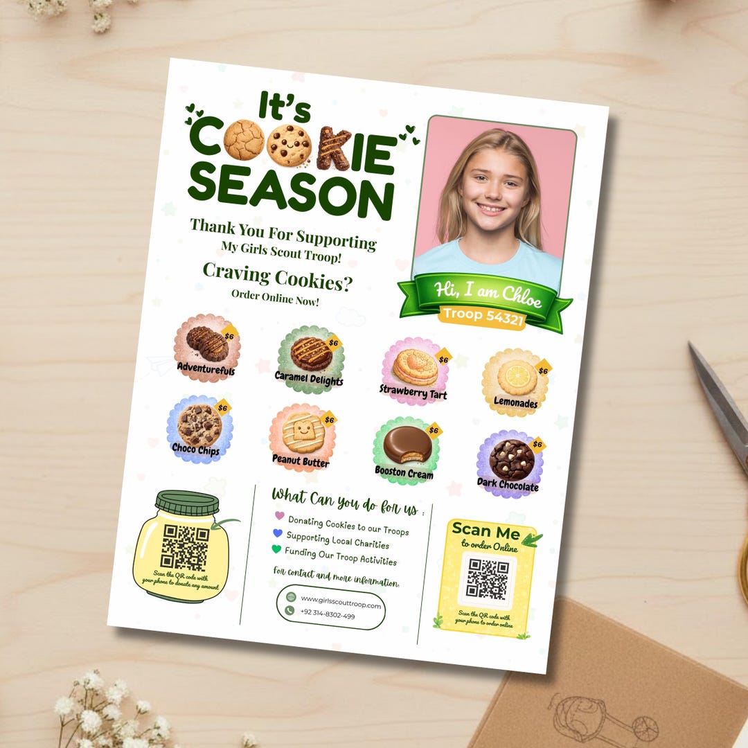 Editable Scout Cookie Online Flyer 2026 Cookie Season Poster With QR ...