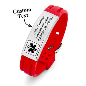 Adjustable Medical Alert Band | Personalized Silicone Bracelet | Emergency ID Bracelet Gift