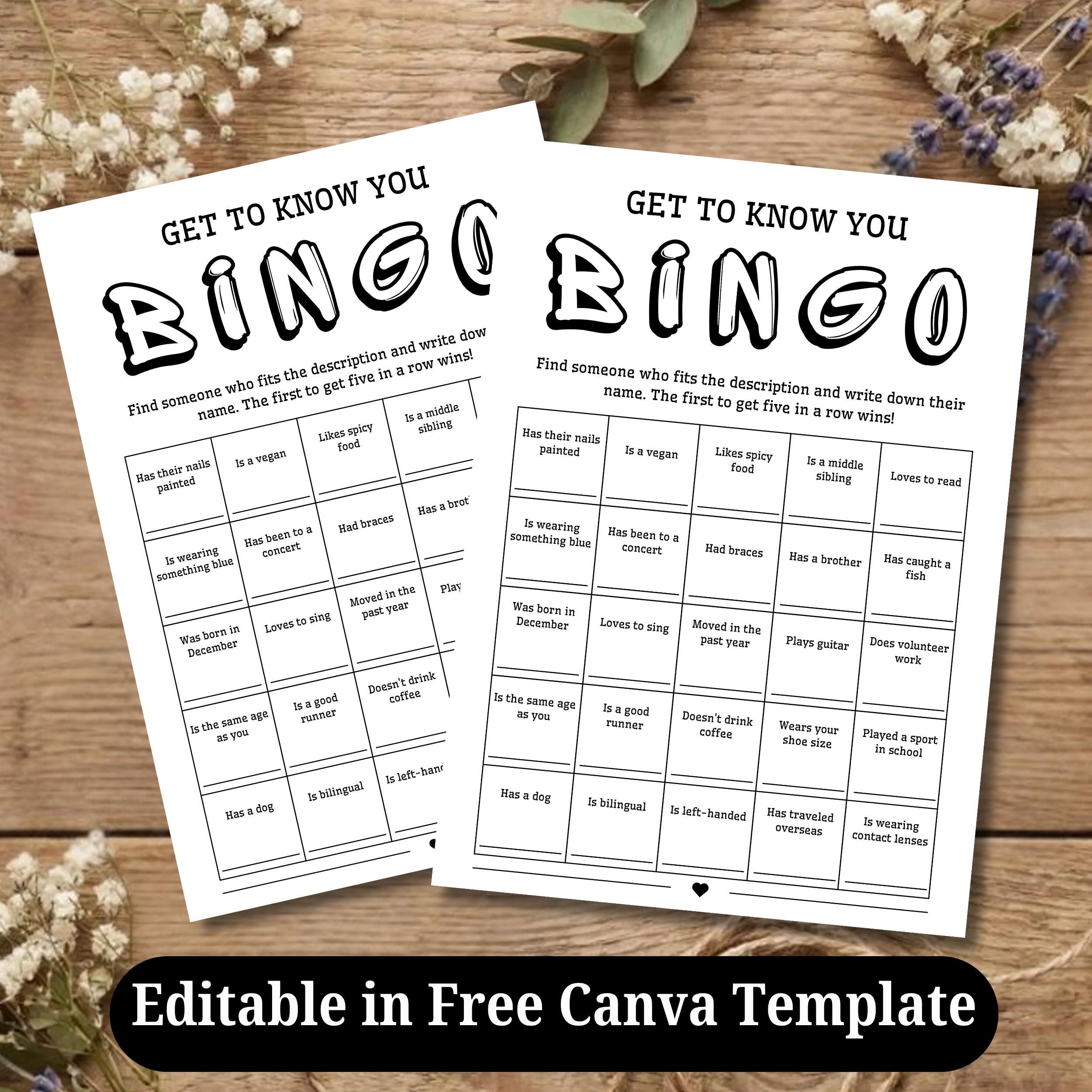 Get to Know You Bingo Printable Game, Icebreaker Activity for Adults ...