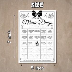 Printable party activity with music challenge bingo squares