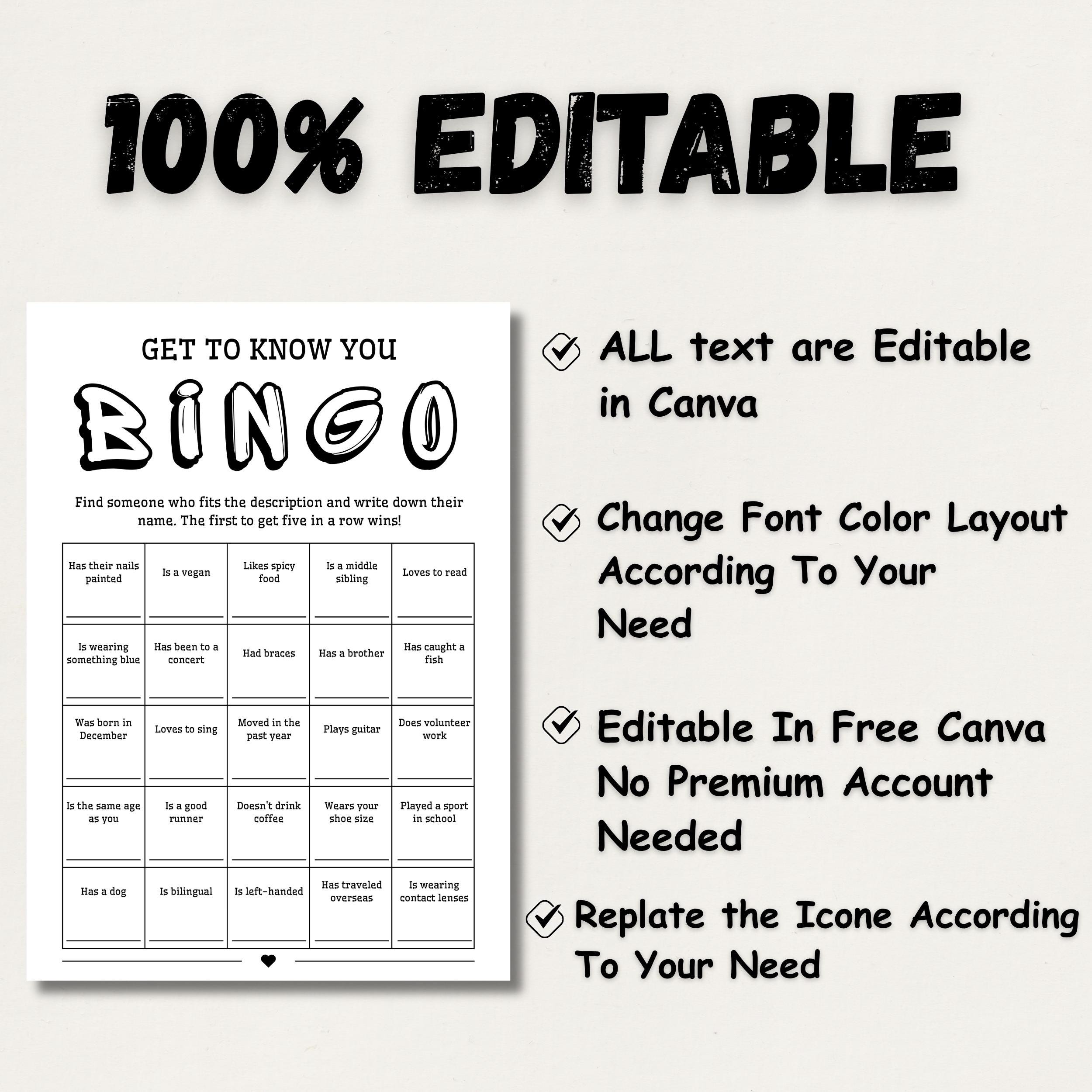 Get to Know You Bingo Printable Game, Icebreaker Activity for Adults ...