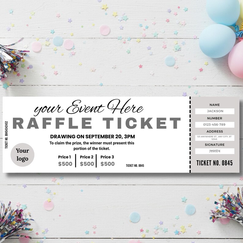 Editable Raffle Ticket Template Canva, Fundraiser Event Ticket ...