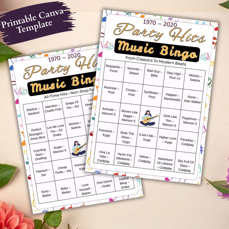 Birthday music bingo activity for mixed age group celebrations and events