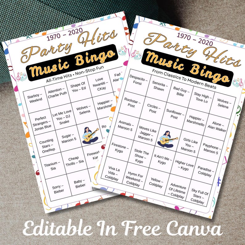 Birthday music bingo activity for mixed age group celebrations and events