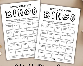 Juego imprimible de Bingo para conocerse mejor, actividad para romper el hielo para adultos, juego para fiestas, tarjeta de Bingo para conocer gente.