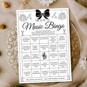 Girls night printable music bingo game instant download
