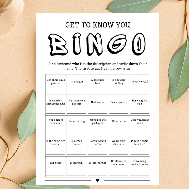 Get to Know You Bingo Printable Game, Icebreaker Activity for Adults ...