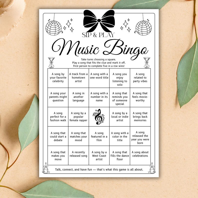 Fun music themed icebreaker game for party guests