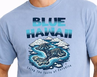 Hawaii Vacation Tee | Men's Blue Hawaii T-shirt, Retro Surf Shirt