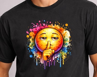 Funny Emoji Tee | Women's Shush Shirt, Rainbow Graphic T-shirt