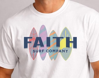 Faith Riding Company | Surfer Shirt, Christian Tee, Surfboard Vintage