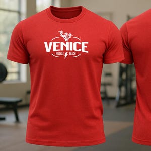 Venice Muscle Beach Graphic T-shirt | Retro California Gym Shirt | Made in USA
