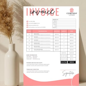 Editable Beauty Invoice Template Canva, Hairstylist Lash Tech Receipt Form, Small Business Payment Sheet, Branding Digital Download