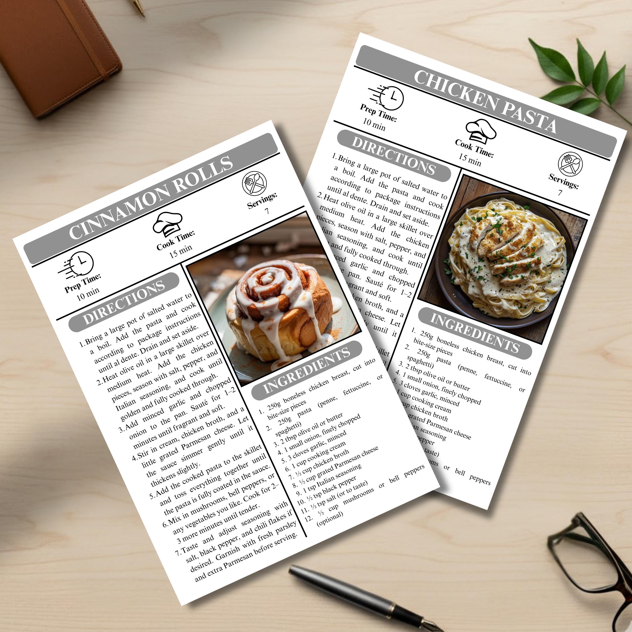 Cookbook Template Canva Editable, Family Recipe Book Template, Recipe ...