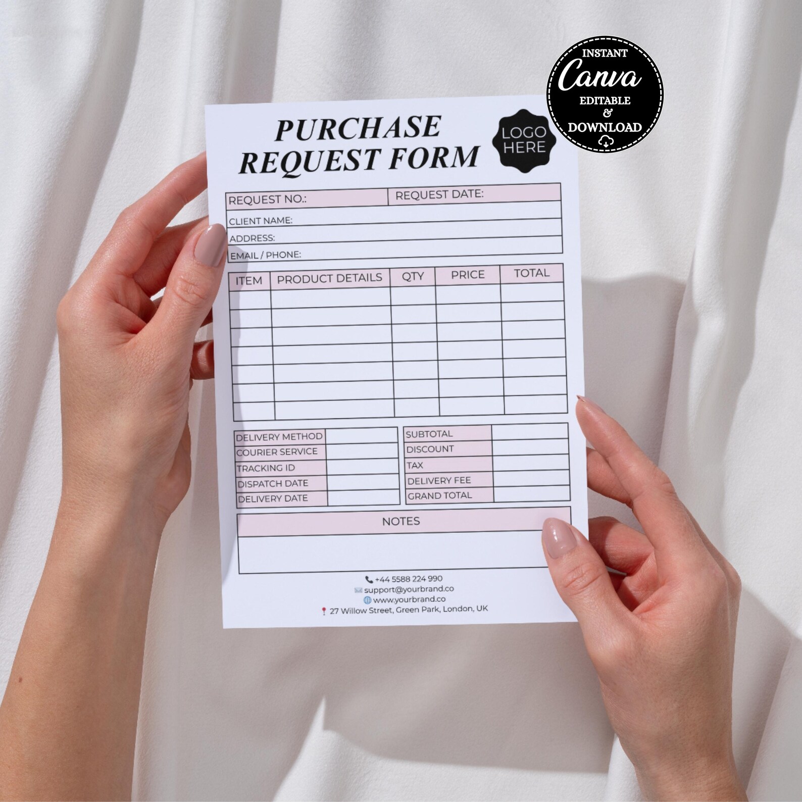 Custom Purchase Order Form Template - Fillable PDF for Etsy Shops ...