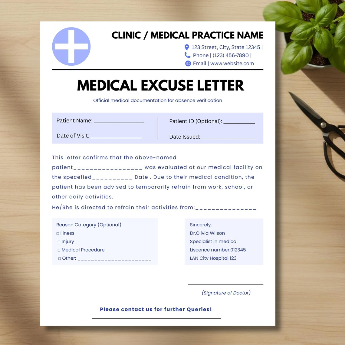 Editable Doctor Note for Work Canva, Medical Excuse Letter Template ...