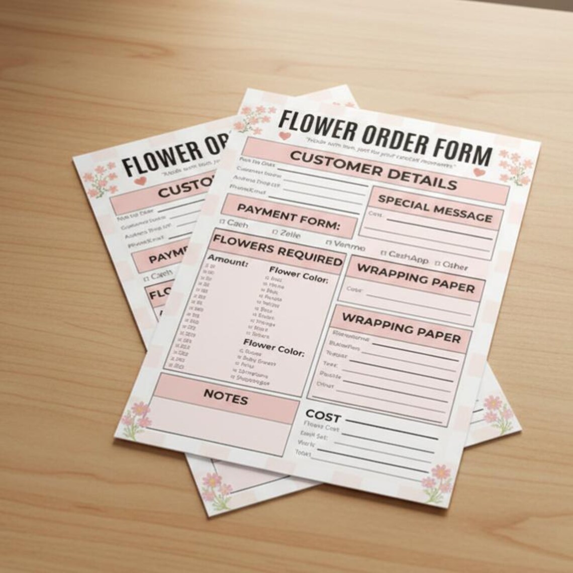 Editable Canva Flower Order Form Template, Florist Order Sheet, Bouquet ...
