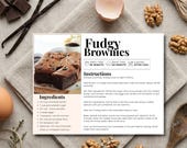 Minimal Recipe Card Canva Template, Editable Modern Recipe Card Printable, Personalized Simple Recipe Card 4x6 5x7 A5 A6