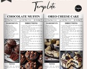 Printable Recipe Page, Fillable Blank Recipe Form, Stylish Recipe Page, Cooking Template, Editable Recipe Page, Digital Download