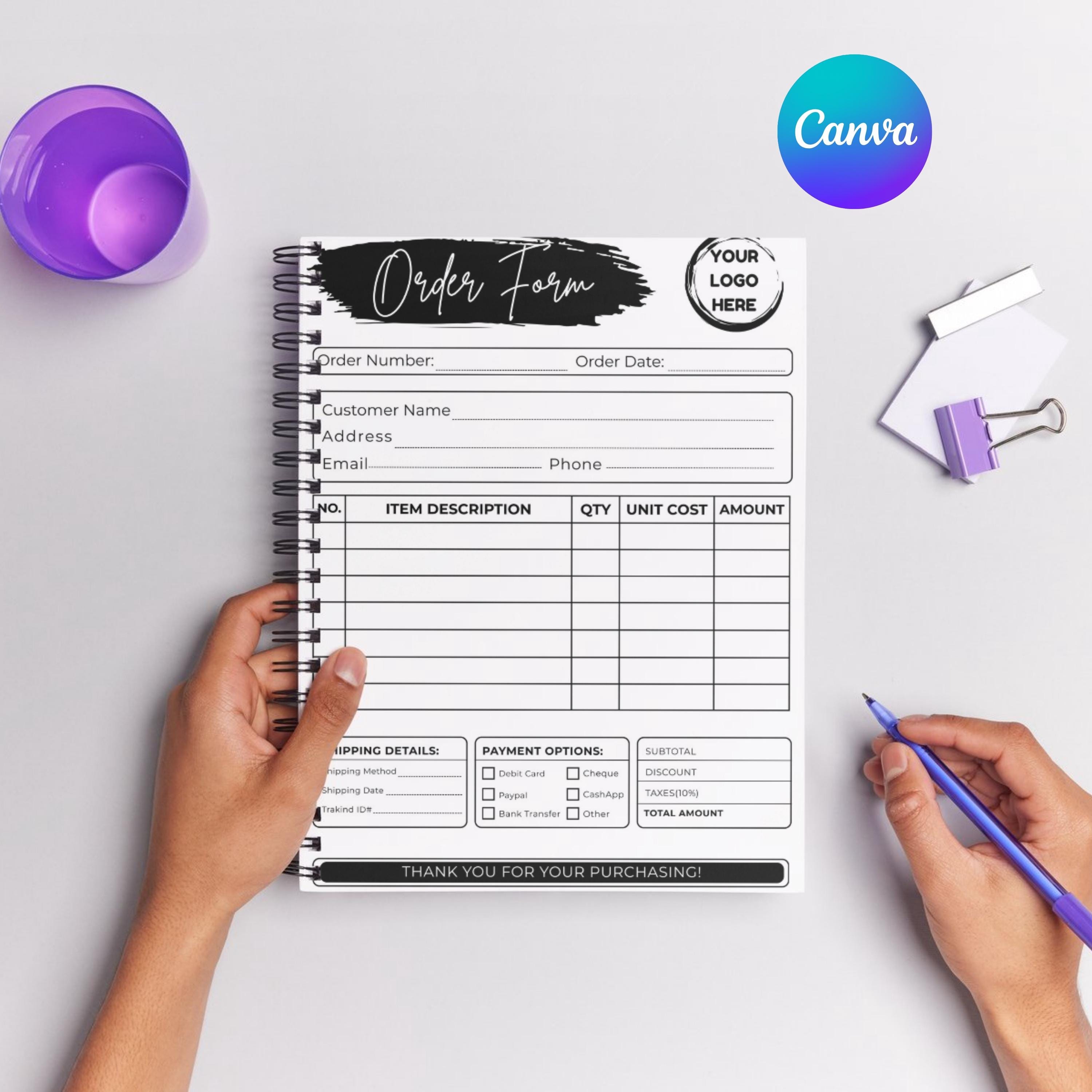 Editable Business Order Form Template: Printable Custom Design (canva ...