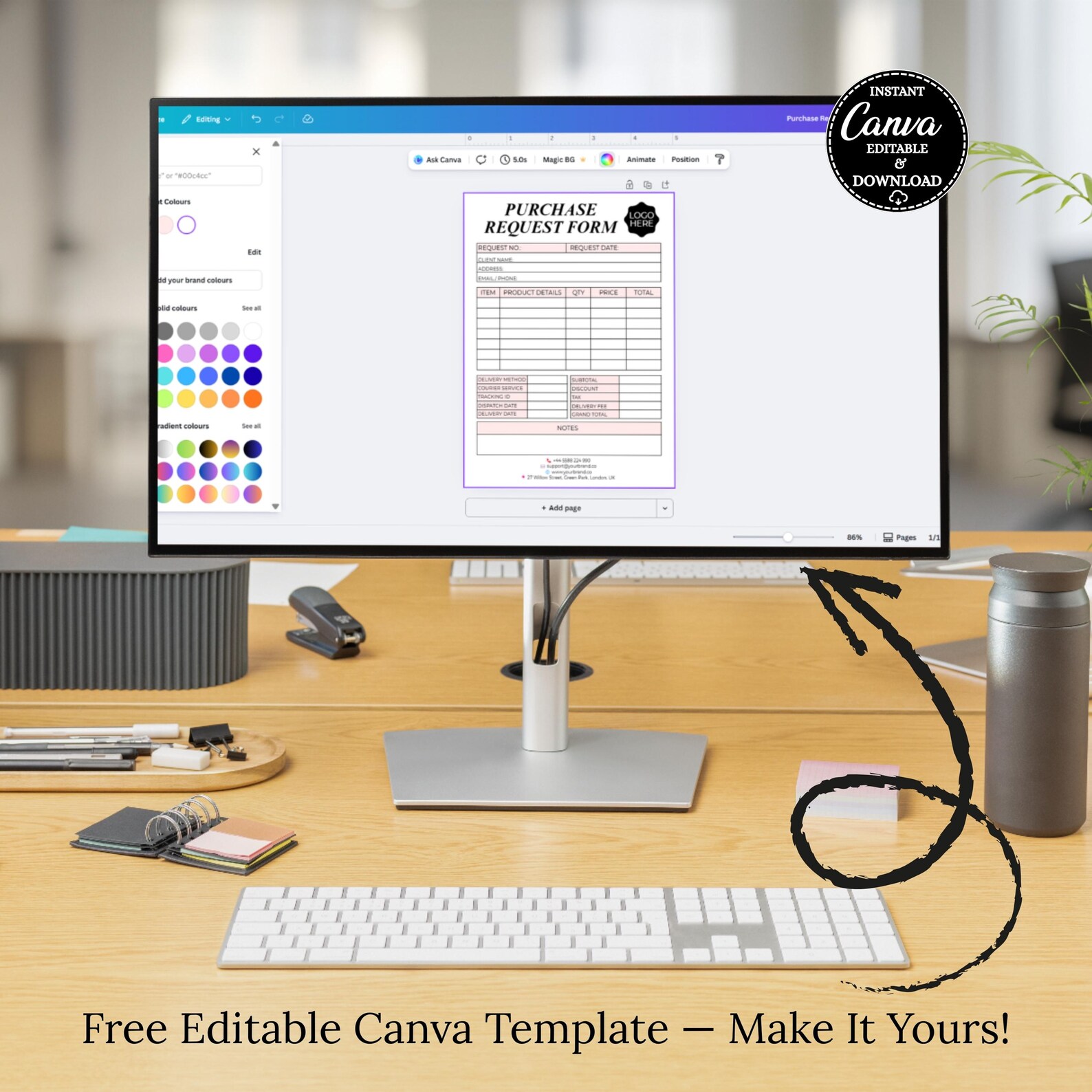 Custom Purchase Order Form Template - Fillable PDF for Etsy Shops ...