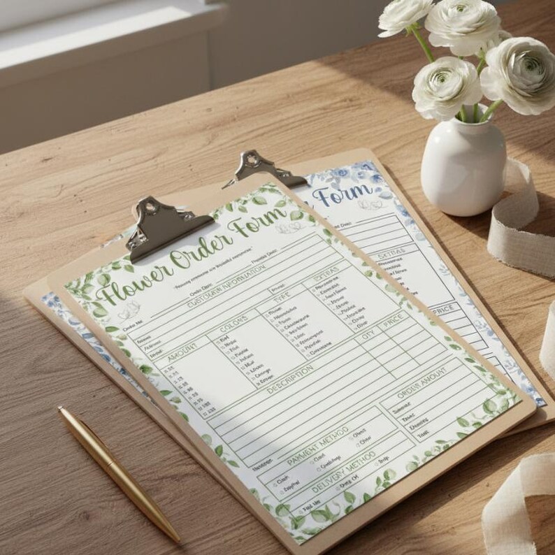 Flower Order Form Canva Template, Florist Order Sheet Printable ...
