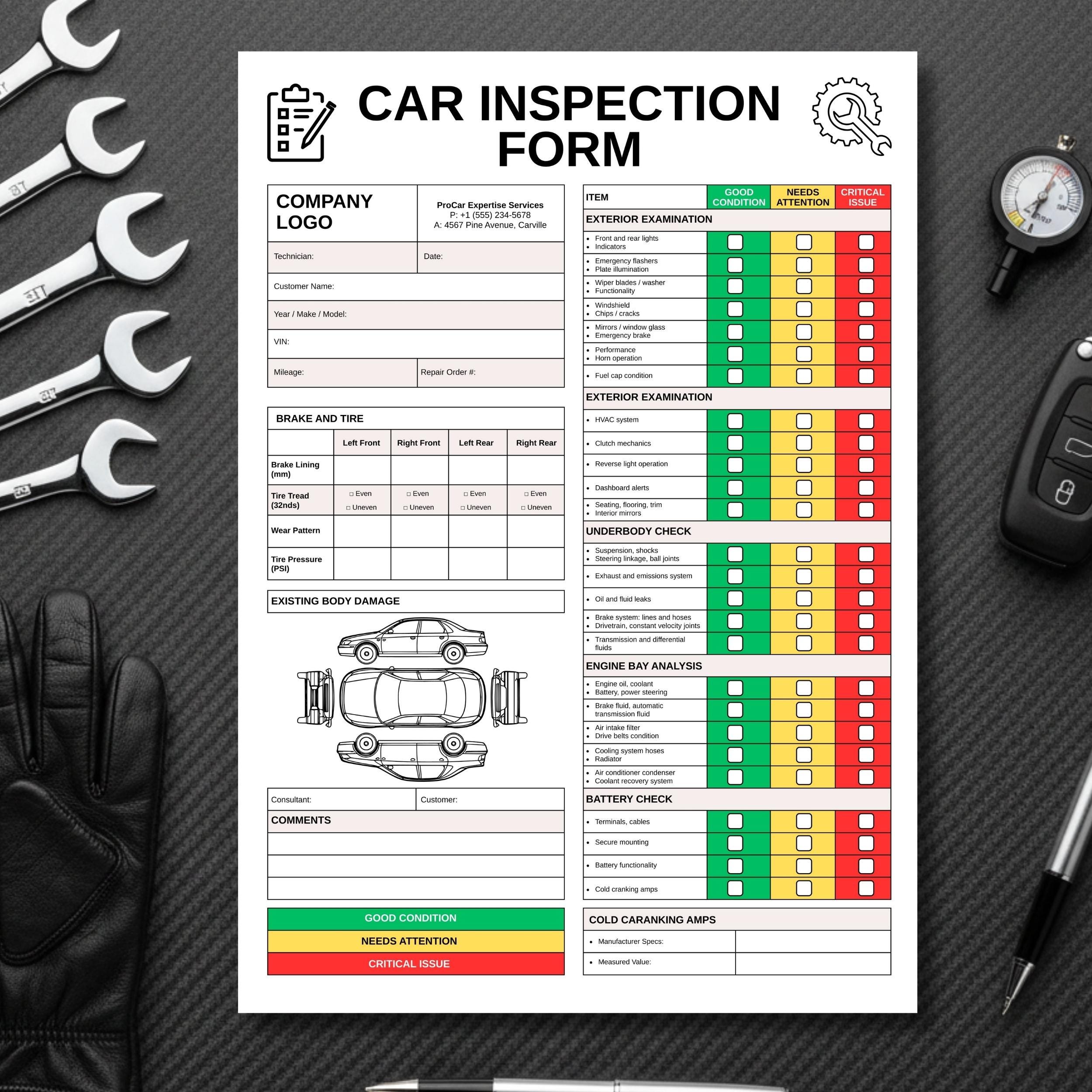 Vehicle Inspection Report.pdf Vehicle Inspection Report PDF, Fillable Multi-point Checklist ...