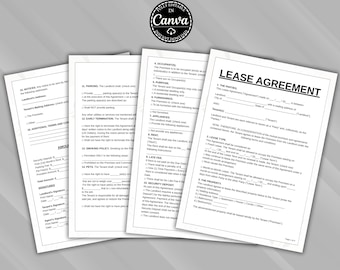 Lease Agreement Template Canva Editable, Printable Residential Rental Contract for Tenant & Landlord, Legal Lease PDF, Instant Download