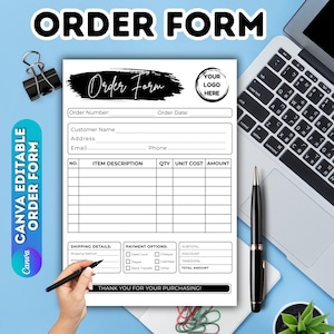 Editable Small Business Order Form Template: Canva Design (Instant Download)