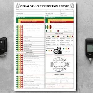 Printable car maintenance checklist with red yellow green status.