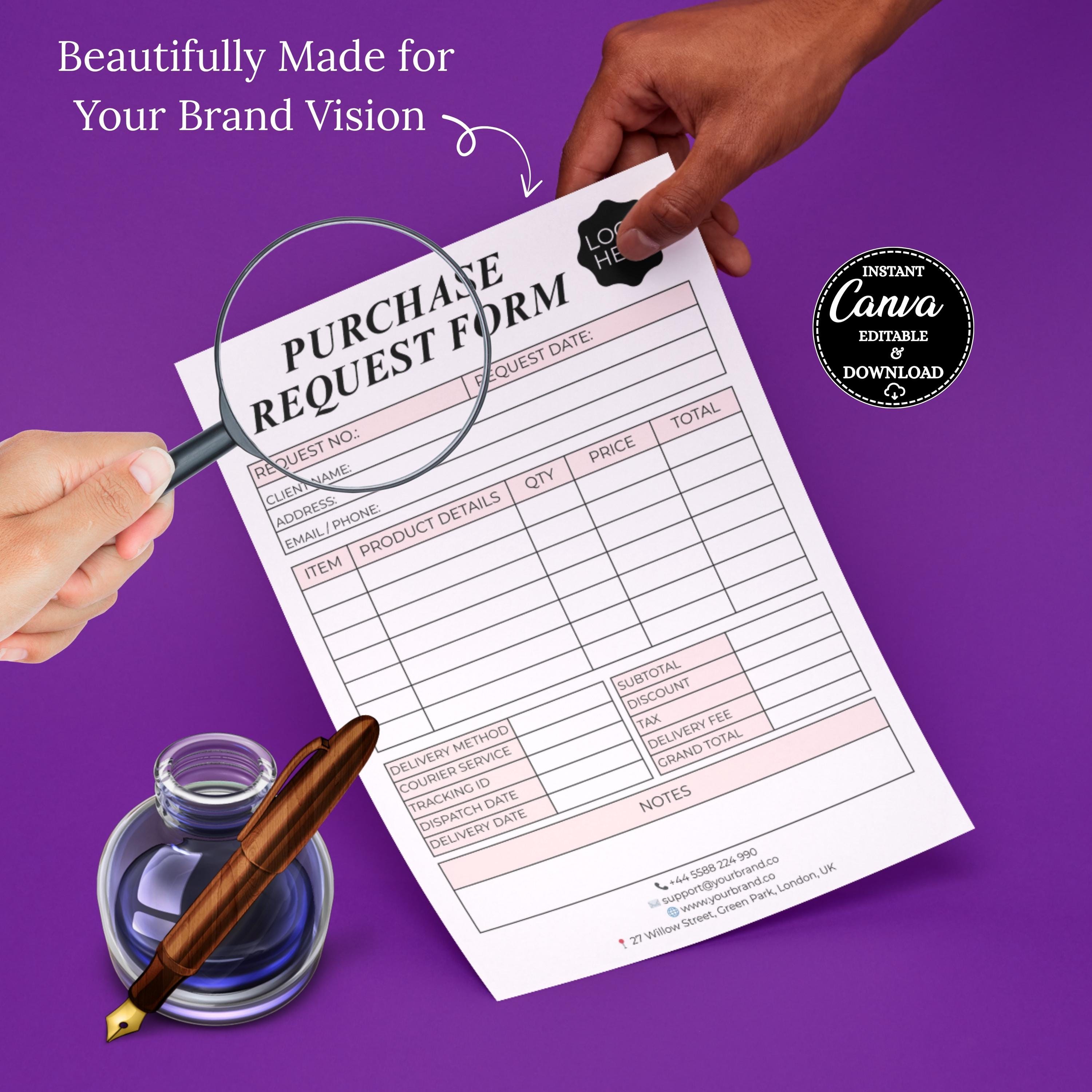 Custom Purchase Order Form Template - Fillable PDF for Etsy Shops ...