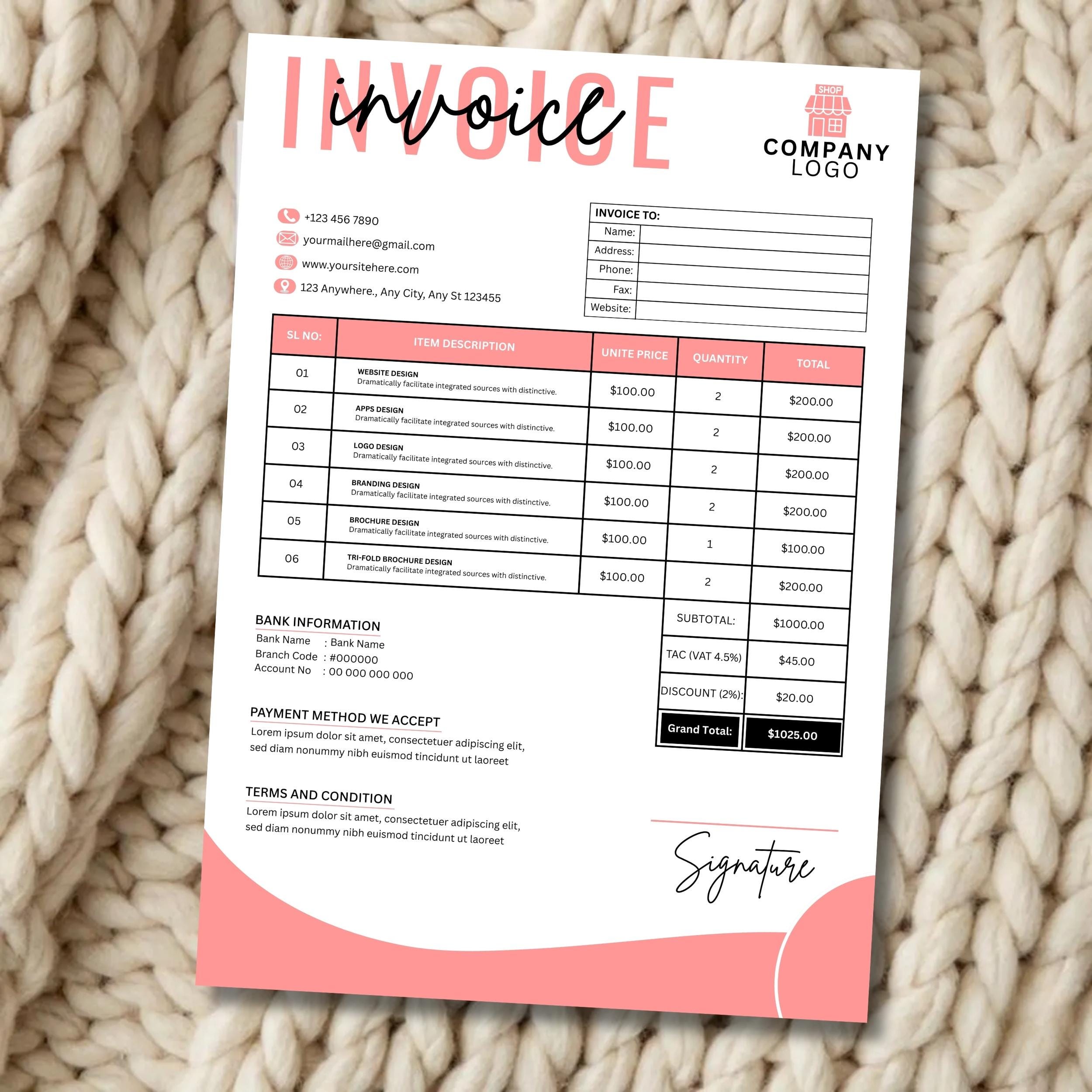 Editable Beauty Invoice Template Canva, Hairstylist Lash Tech Receipt ...