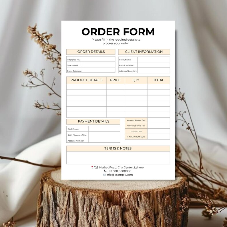 Editable Order Form Template Canva, Small Business Order Form Printable ...