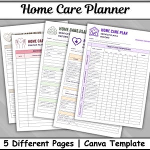 Home Care Plan Template, Printable Caregiver Task Sheet, Non Medical Client Care Forms, Editable Service Plan Record Bundle