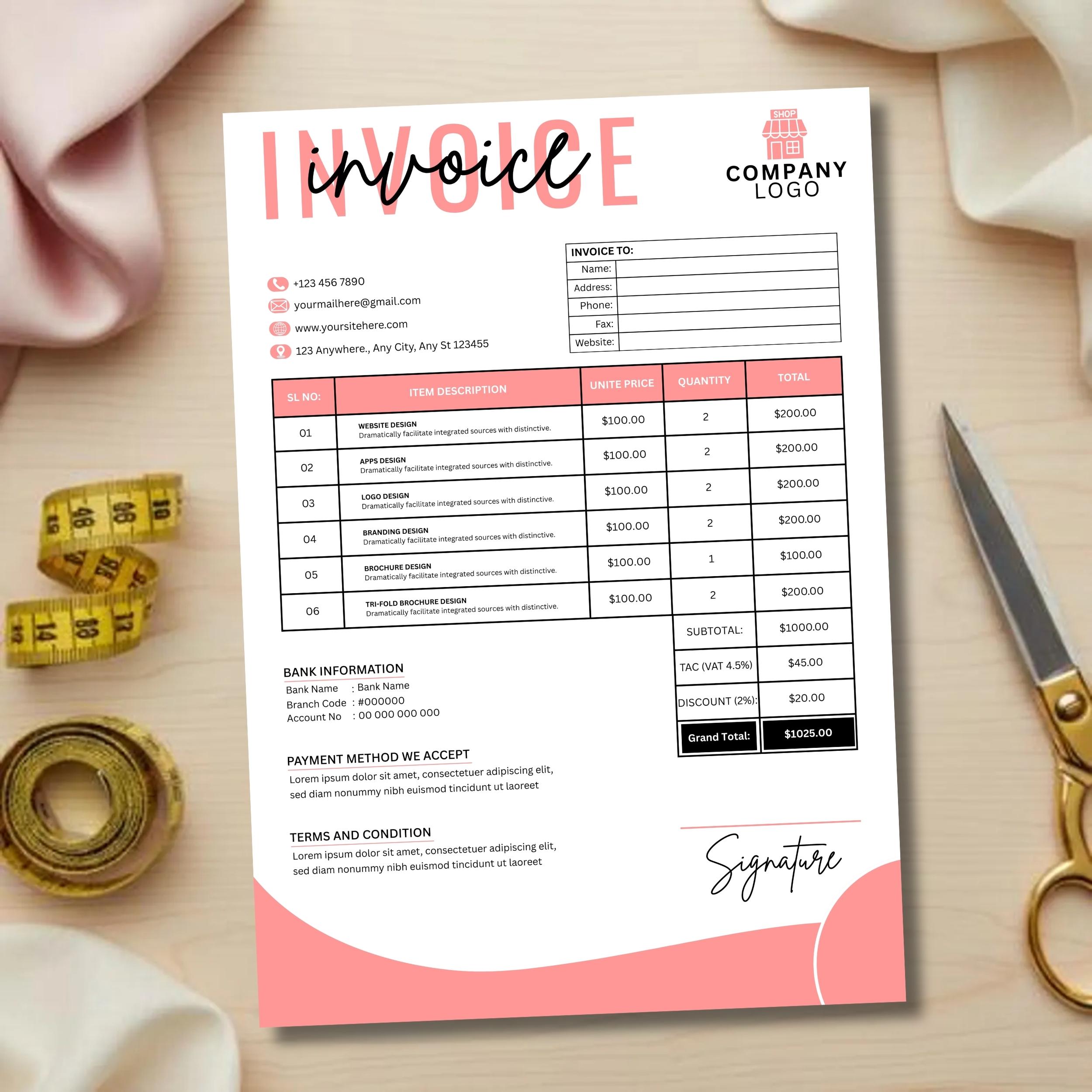 Editable Beauty Invoice Template Canva, Hairstylist Lash Tech Receipt ...