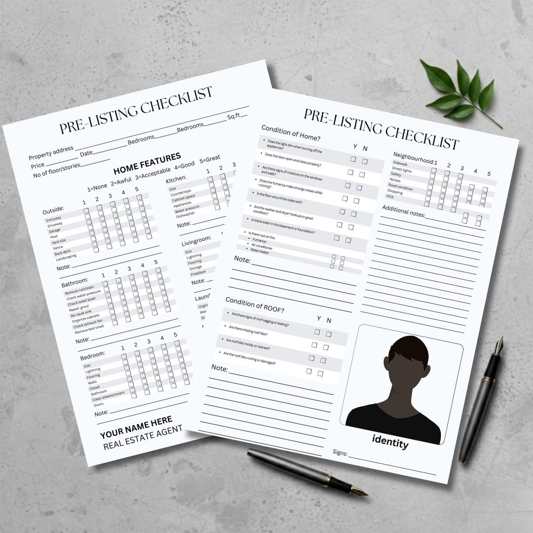Editable Pre Listing Checklist Template, Realtor Home Seller Checklist ...